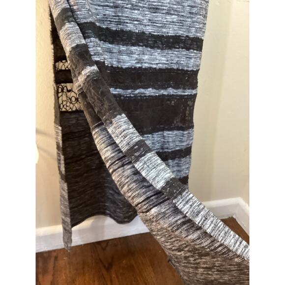 Free People Hazy Daze Gray Black Sheer Lace Sexy Knit Maxi Dress w Slits S NWOT - Picture 5 of 9